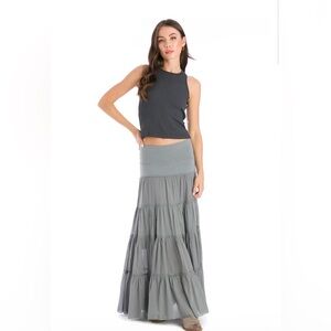 Hardtail Gray Tiered Maxi Skirt Size XS